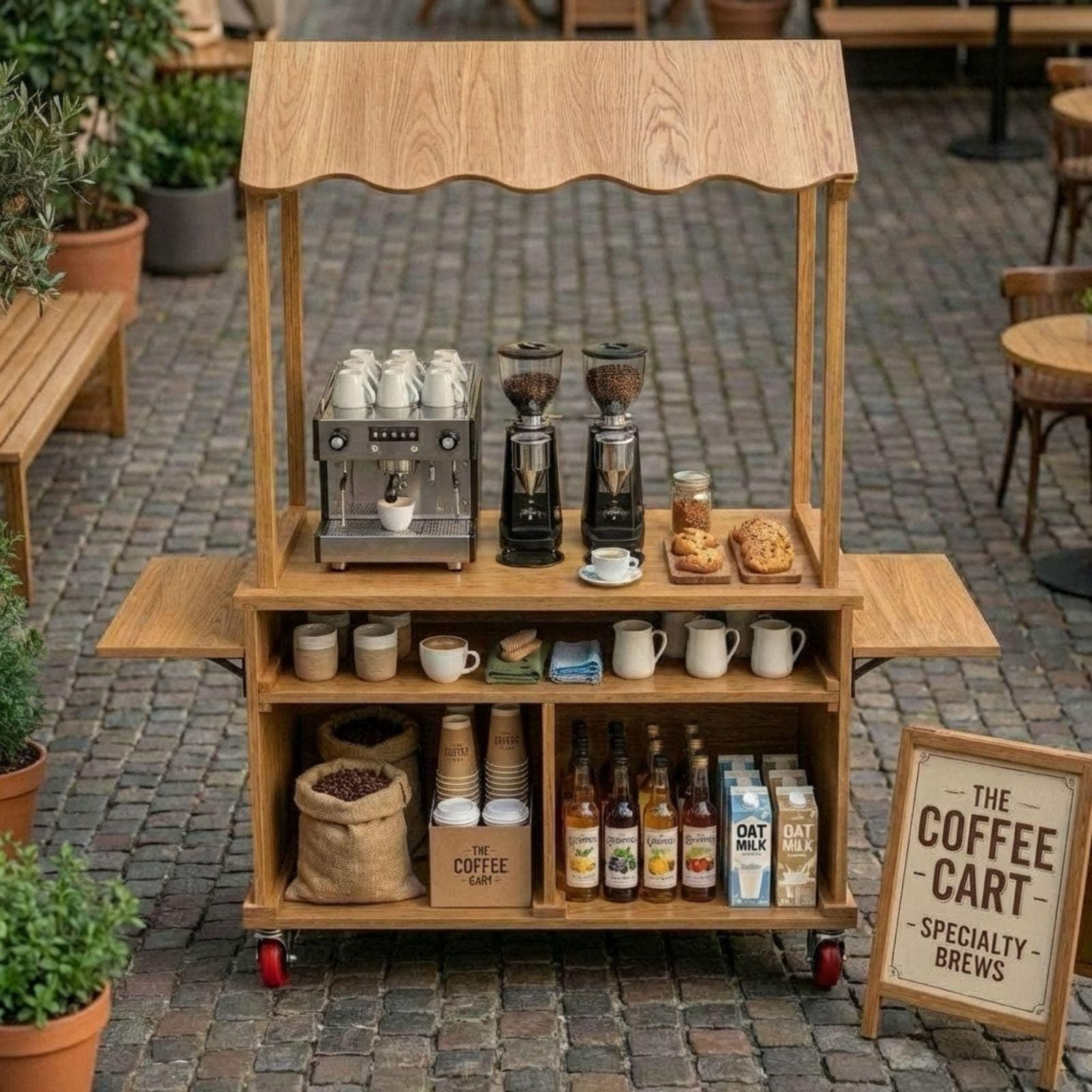 DIY Coffee Cart with Canopy Plans PDF | Outdoor Mobile Espresso Bar Cart - view 8