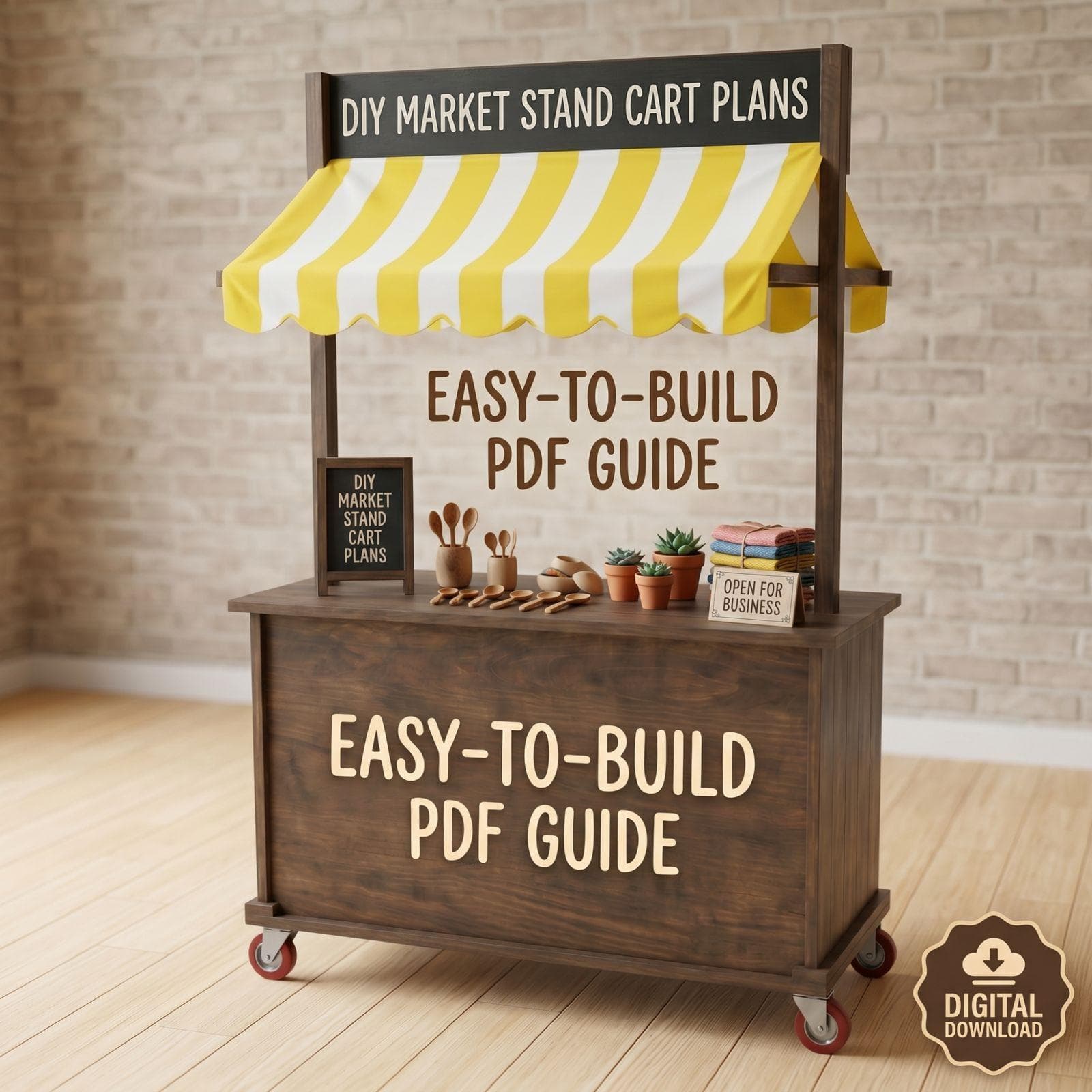DIY Lemonade Cart Plans PDF | Full Size Wooden Market Stand | Mobile Drink Booth Blueprint | Outdoor Event, Concession Kiosk PDF