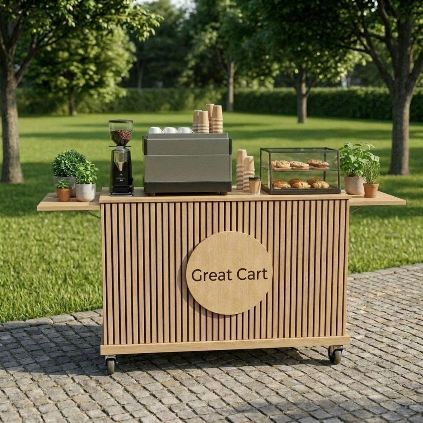 DIY Collapsible Coffee Cart Blueprint Plans PDF | Mobile Espresso Bar Blueprint | Fluted Wood Barista Stand | Portable Cafe Woodworking - view 3