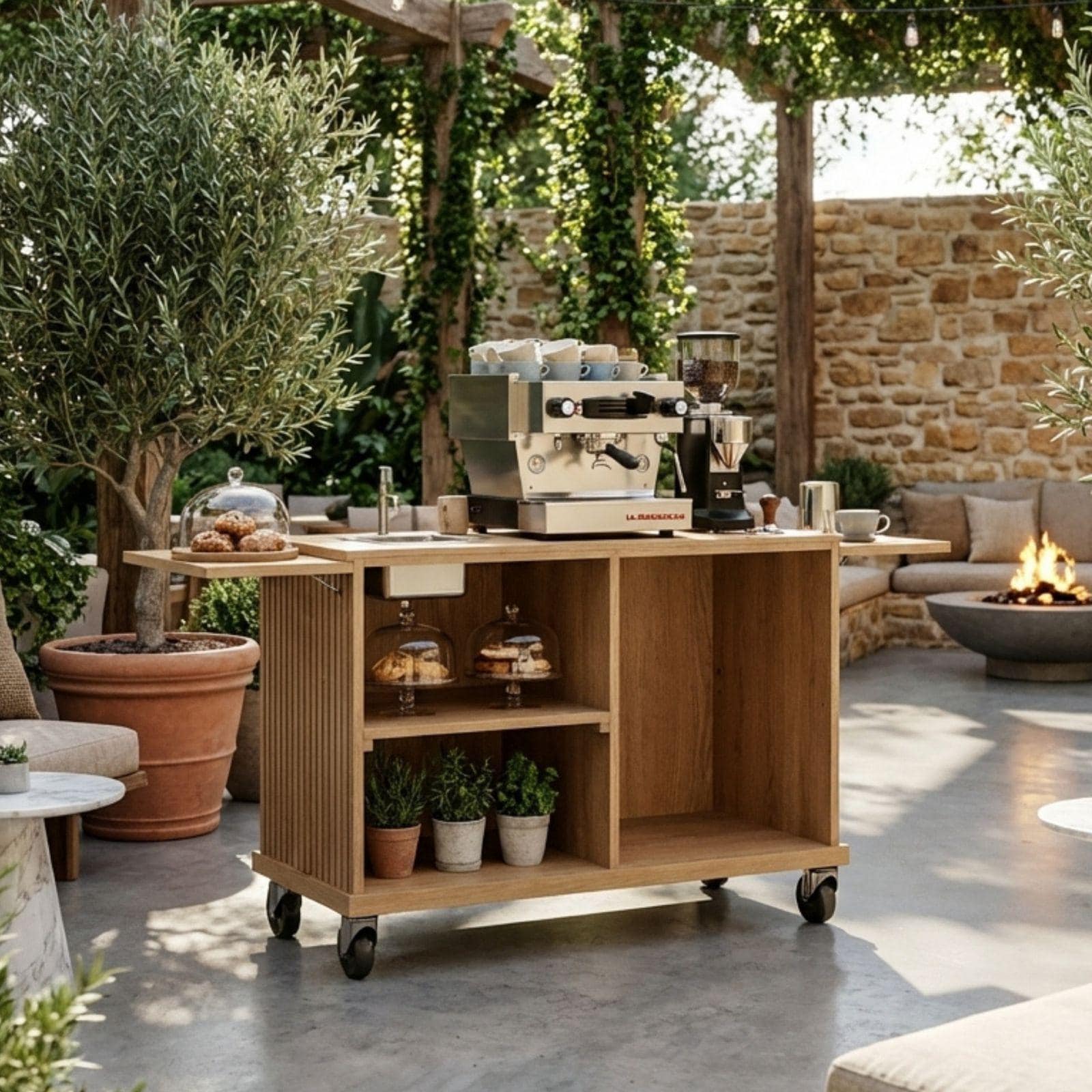 DIY Coffee Cart With Sink Plans PDF | Collapsible Mobile Espresso Bar Blueprint | Handsink Food Cart Build Guide | Fluted Wood Workstation - view 8