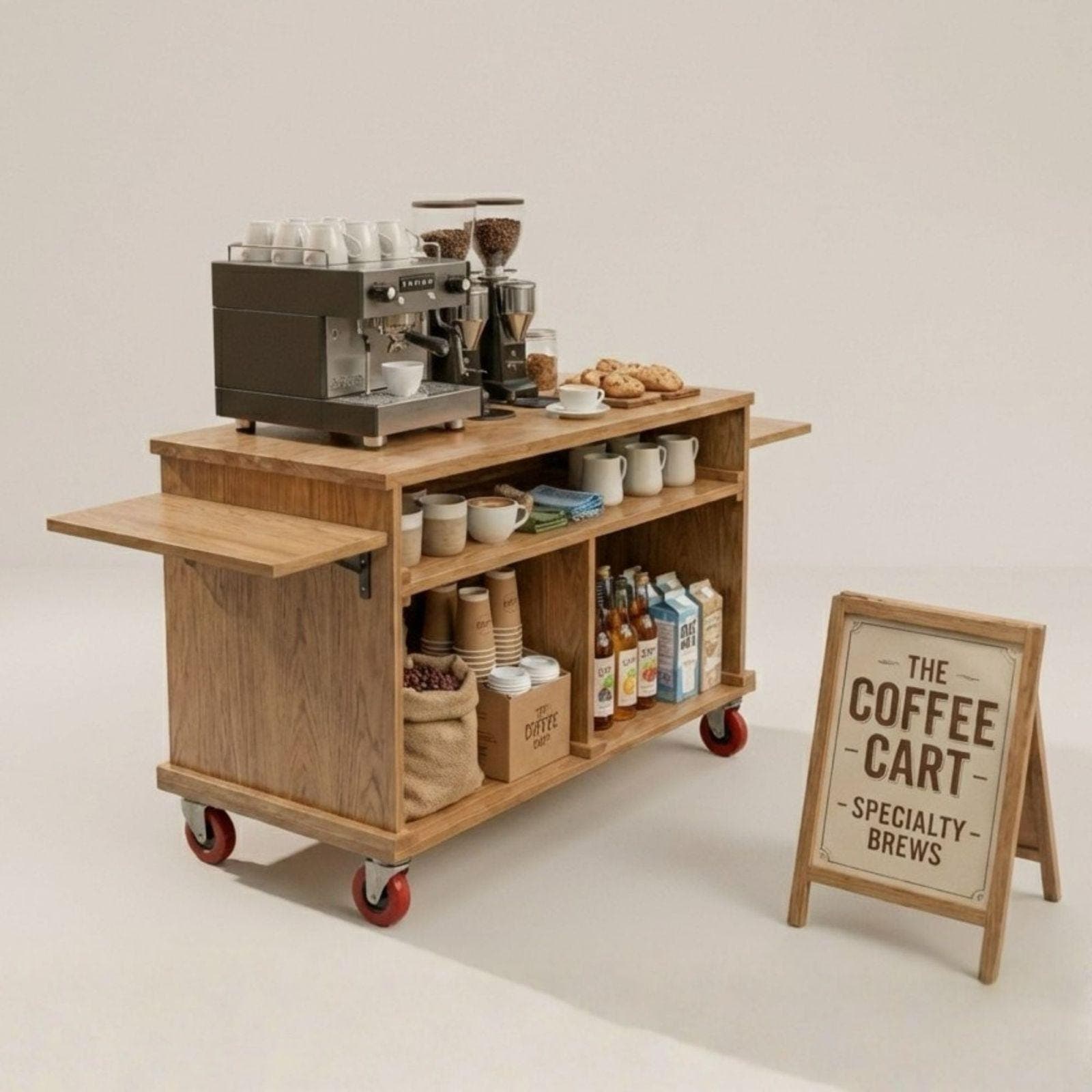 Mobile Folding Coffee Cart DIY Plans PDF | Collapsible Bar Cart for Events