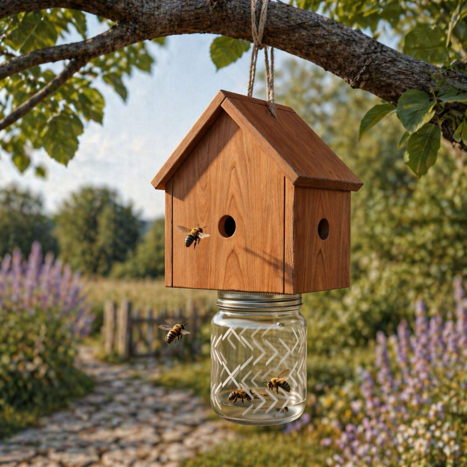 DIY Carpenter Bee Trap Plans PDF | Wooden Wood Bee Catcher Woodworking | Mason Jar Bee Traps for Outside Hanging