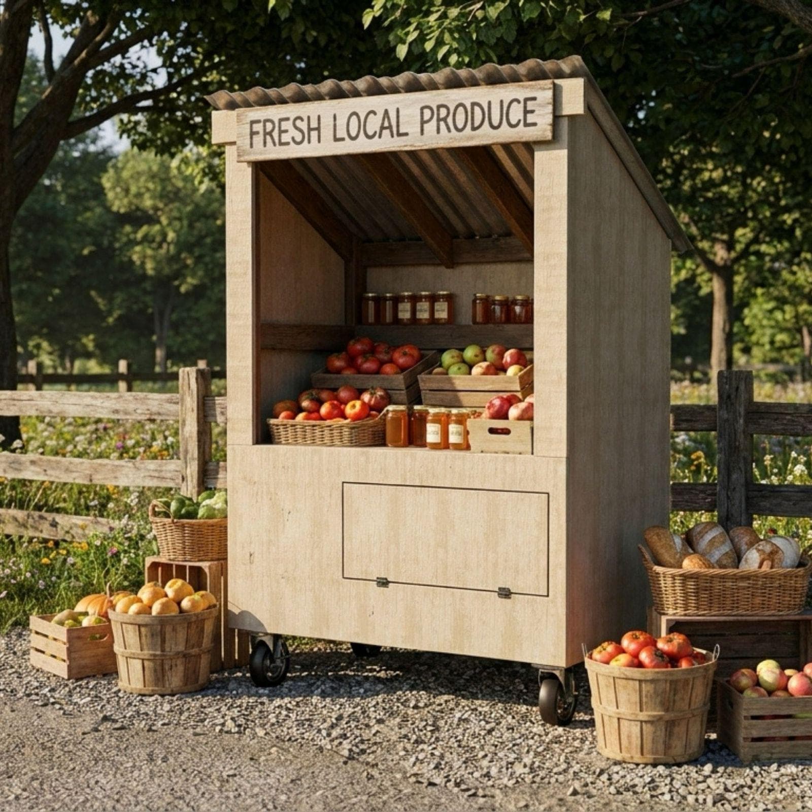 DIY Farm Stand Mobile Cart Plans PDF | Egg Stand on Wheels Blueprint | Mobile Farmers Market Stand | Roadside Farmstand Cart