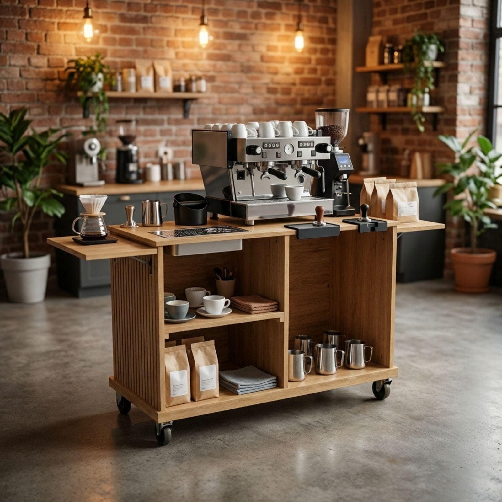 DIY Collapsible Coffee Cart Blueprint Plans PDF | Mobile Espresso Bar Blueprint | Fluted Wood Barista Stand | Portable Cafe Woodworking - view 4