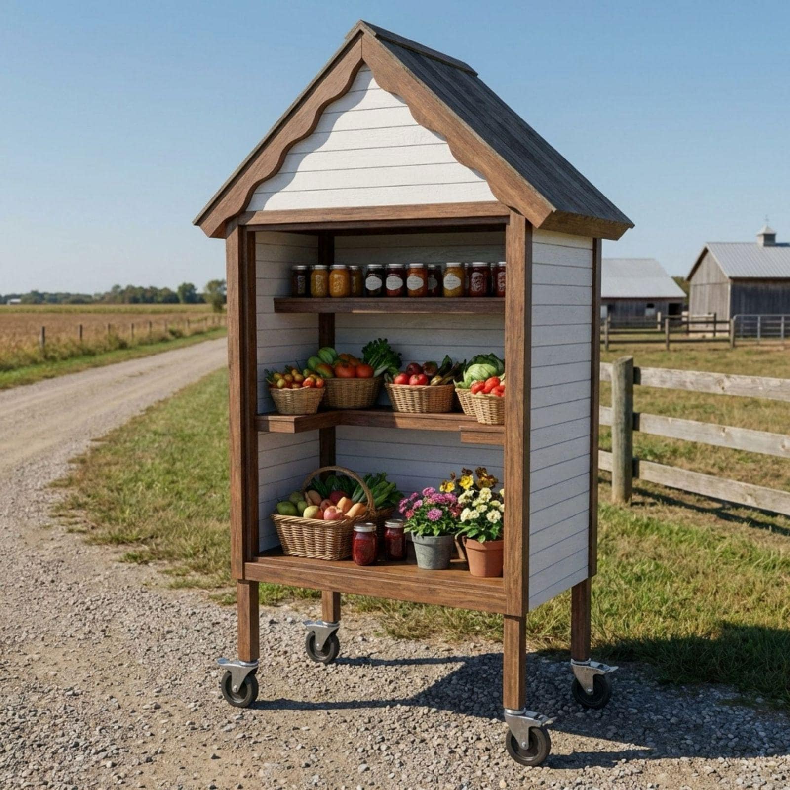 DIY Farmstand Plans Guide Tutorial PDF | Driveway Roadside Veggie Flower Honey Soap Eggs Bakery Market Stand Cart - Instant Download - view 4