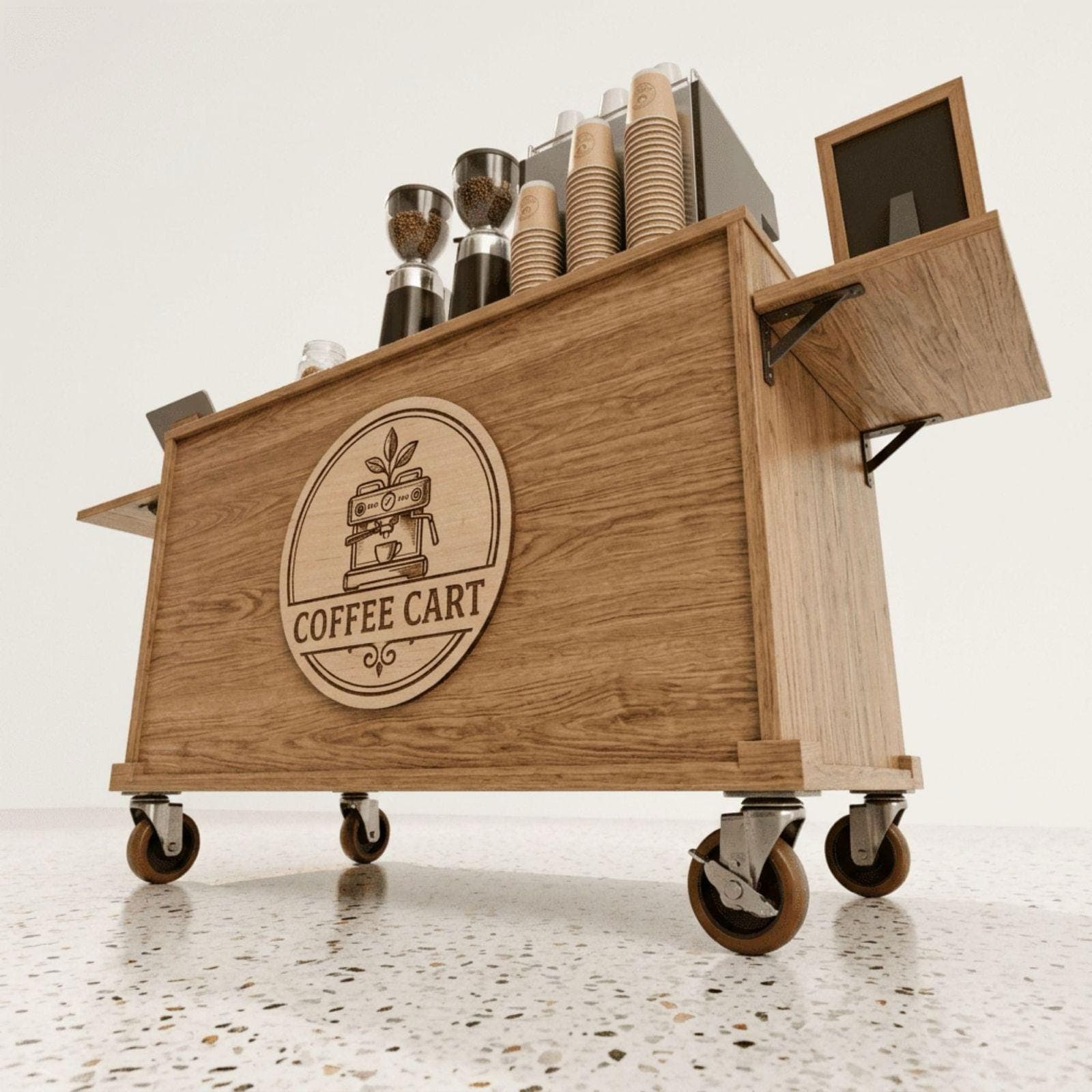 Mobile Folding Coffee Cart DIY Plans PDF | Collapsible Bar Cart for Events - view 5