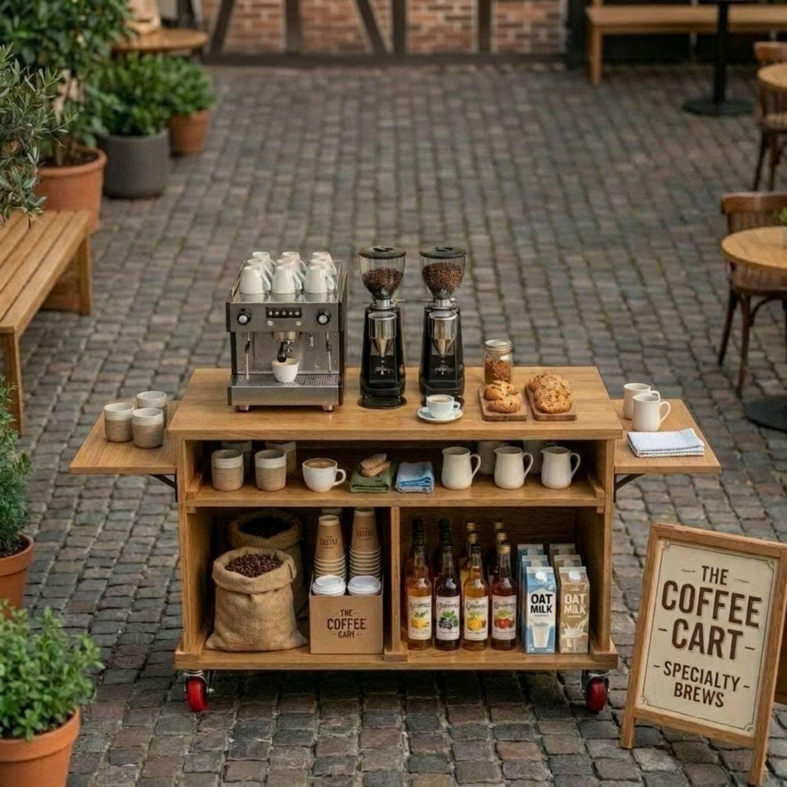 Mobile Folding Coffee Cart DIY Plans PDF | Collapsible Bar Cart for Events - view 3