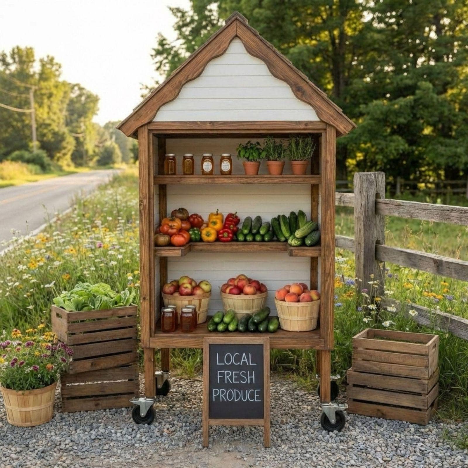 DIY Farmstand Plans Guide Tutorial PDF | Driveway Roadside Veggie Flower Honey Soap Eggs Bakery Market Stand Cart - Instant Download - view 7