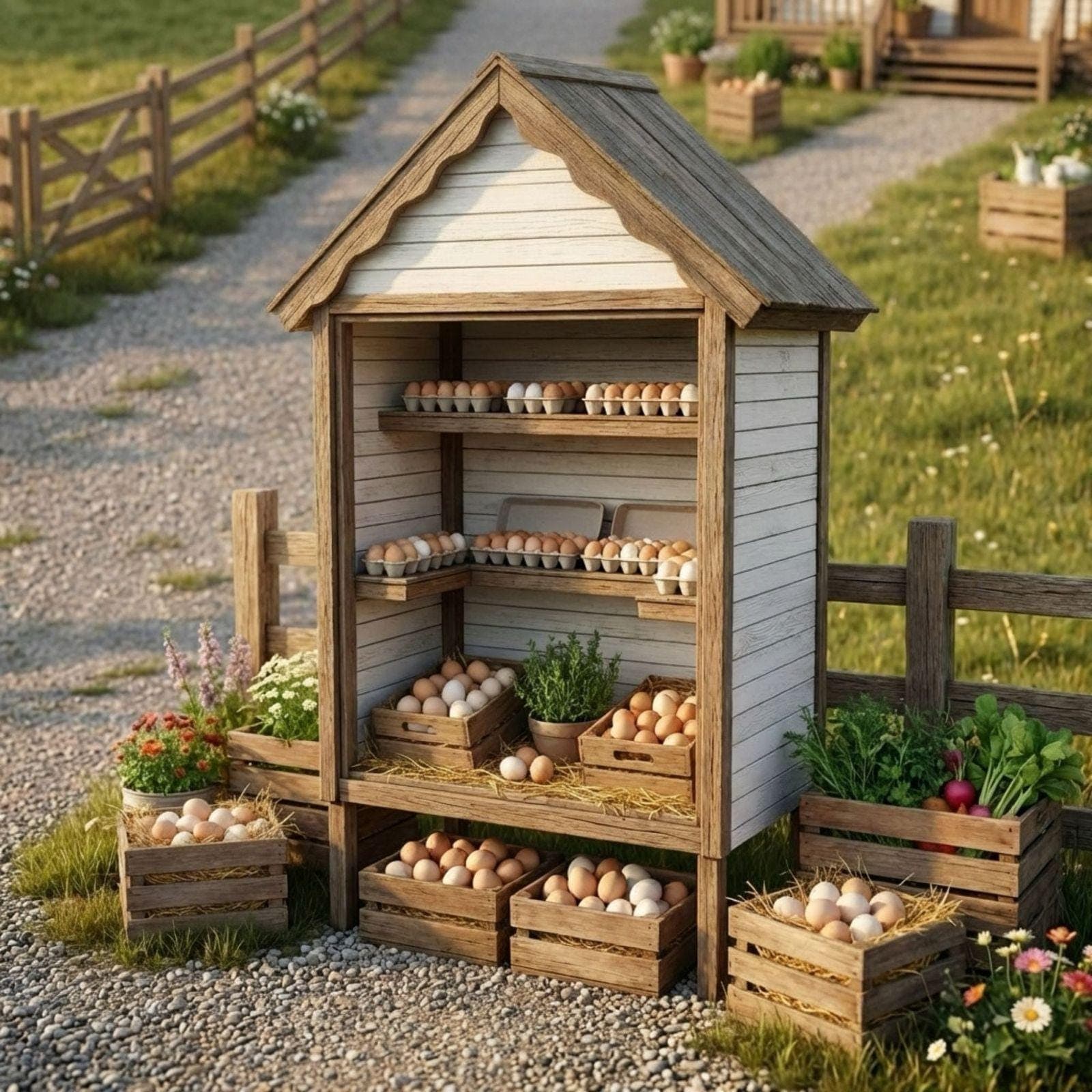 DIY Farmstand Plans Guide Tutorial PDF | Driveway Roadside Veggie Flower Honey Soap Eggs Bakery Market Stand Cart - Instant Download - view 6