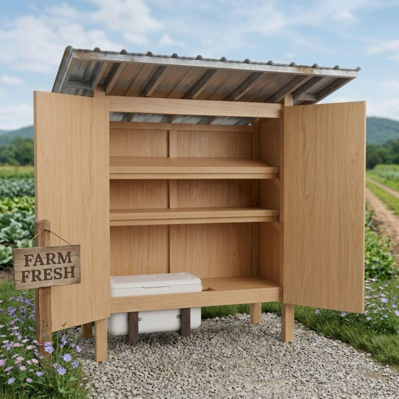 DIY Roadside Farm Stand Plans PDF | Enclosed Produce Rack & Vegetable Stand | Egg Stand with Cooler Space - view 7
