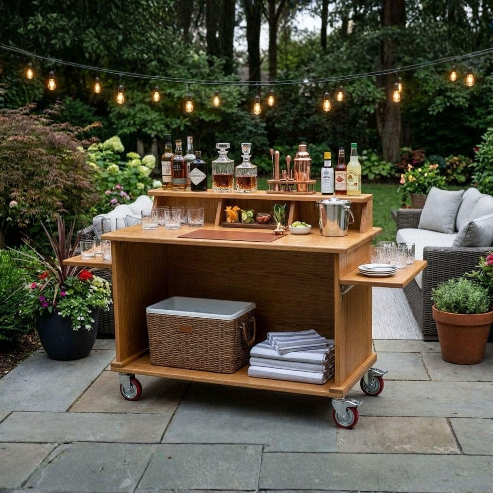 DIY Outdoor Bar Cart Plans PDF | Mobile Folding Beverage Station | Foldable Food Bar Blueprint | Portable Cocktail Stand Build Guide - view 3