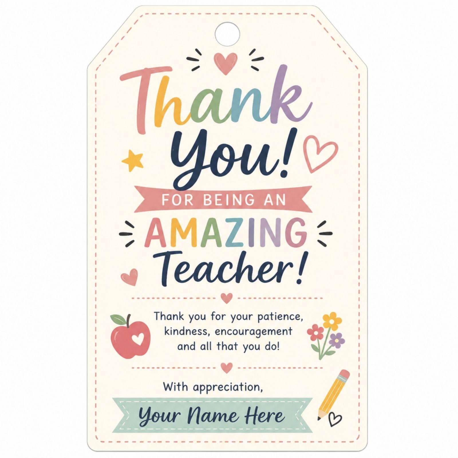 Editable Thank You Teacher Tags Gift Printable | Teacher Appreciation Tags Canva - view 5